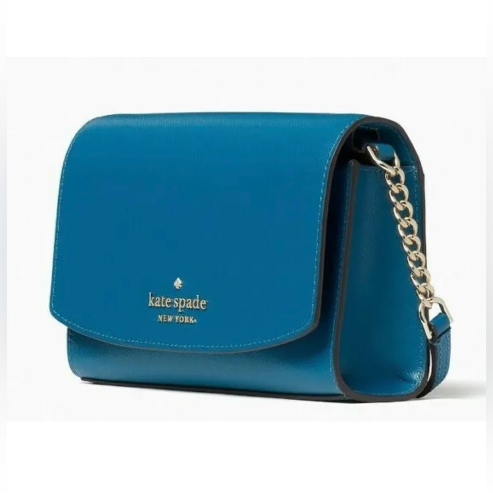Kate Spade Staci Small Flap Chain Crossbody Blue Saffiano WLR00632 NWT $239 FS